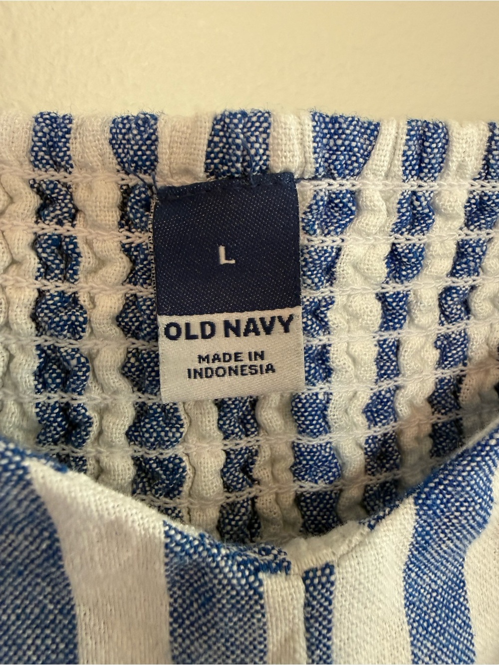 Old Navy Blue White Striped Midi Dress Linen Blend Beach Cruise Resort Pockets L - Picture 4 of 11